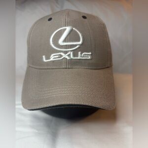 Lexus Logo Hat White Spell-out Embroidered Beige Dad Cap Adjustable One Size